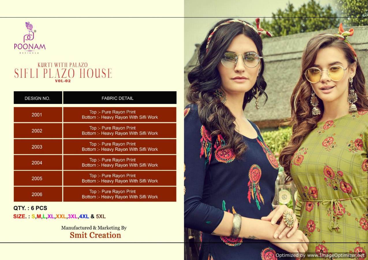 Poonam Sifli Plazo House 2 Rich Look Designer Kurti With Palazzo Collection at Wholesale Price